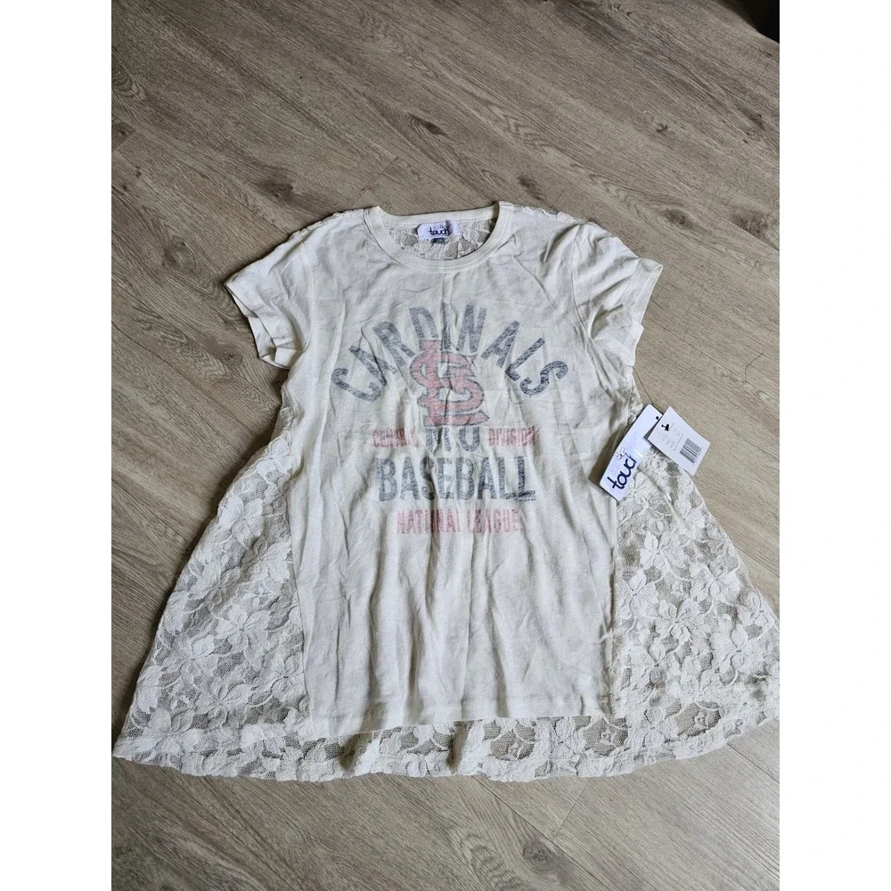Cardinals Womens Medium Touch NWT Lace loose T-shirt - Picture 1 of 3